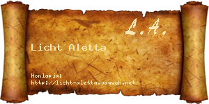 Licht Aletta névjegykártya